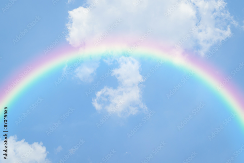 Blue sky heart with rainbow Blue sky heart with rainbow