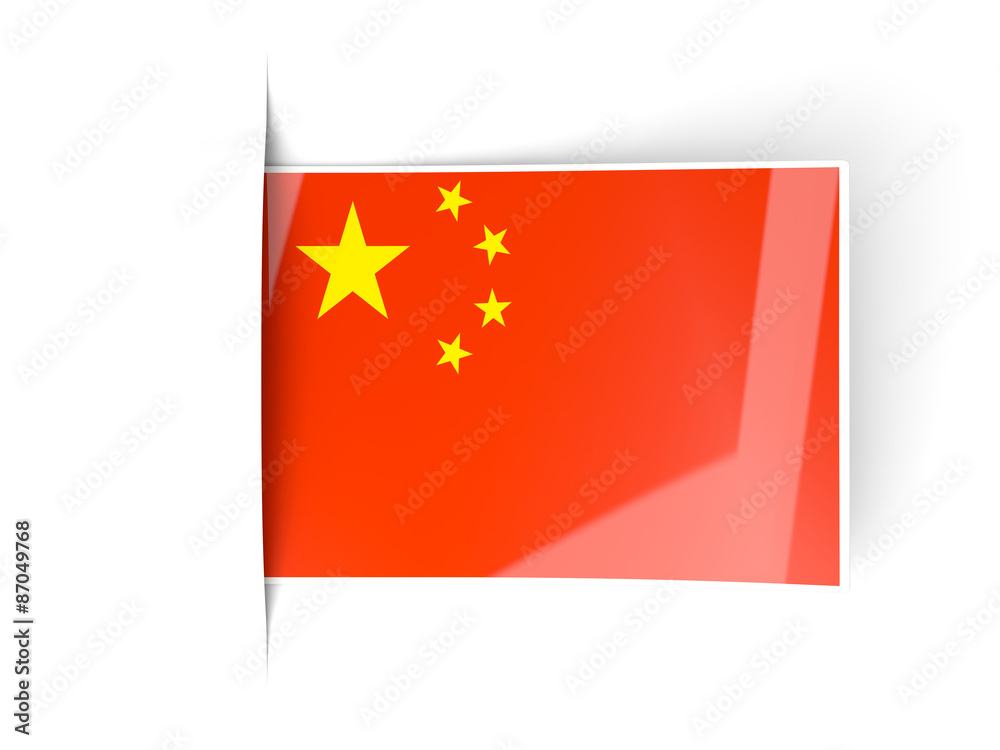 Square label with flag of china