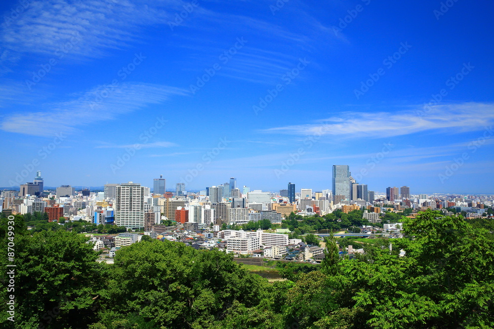 宮城県仙台市　仙台城跡からの街並み