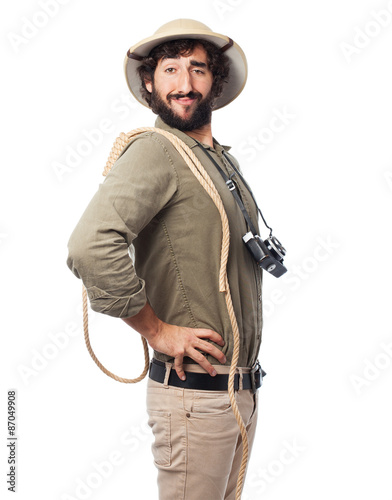 Foto crazy explorer man with rope