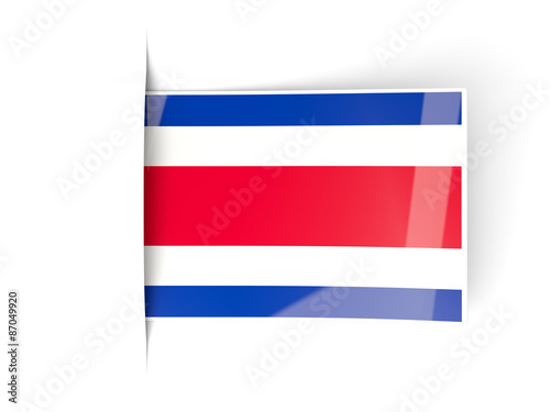 Square label with flag of costa rica