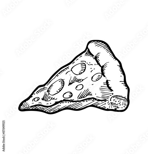 hand drawn pizza slice