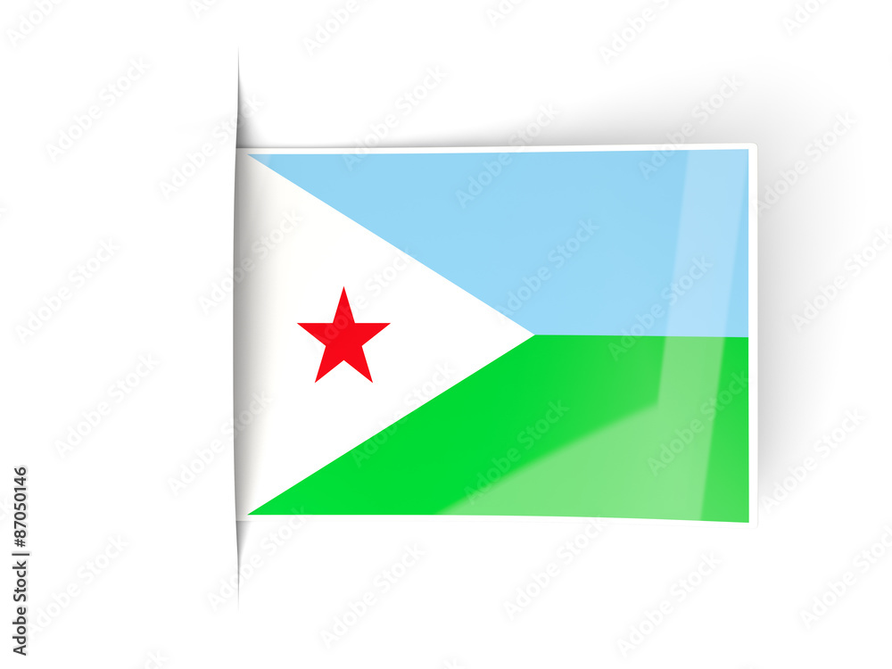 Square label with flag of djibouti Square label with flag of djibouti