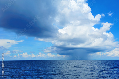 Huge distant cloud with rain over the sea © krairoek