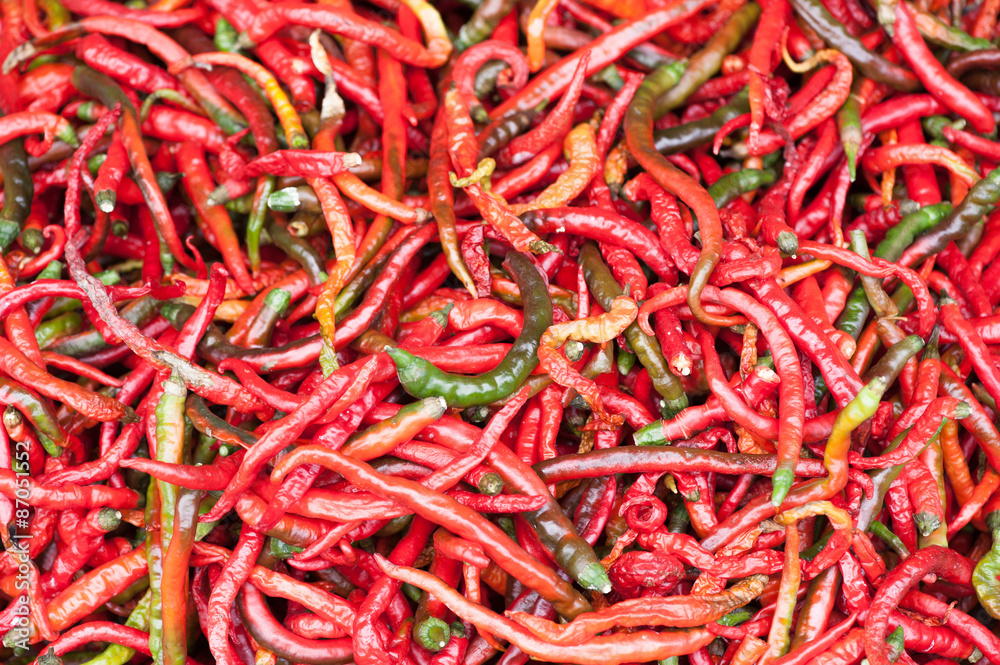 Red pepper drying outdoors