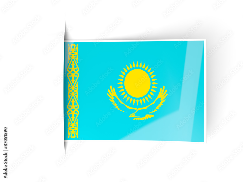 Fototapeta premium Square label with flag of kazakhstan