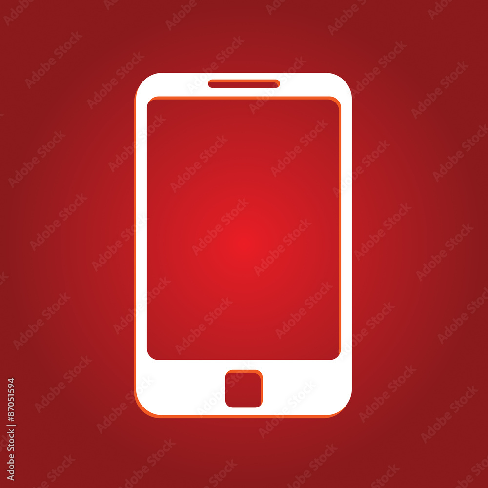 I Phone Icon On Isolated Red Background I Phone Icon On Isolated Red Background