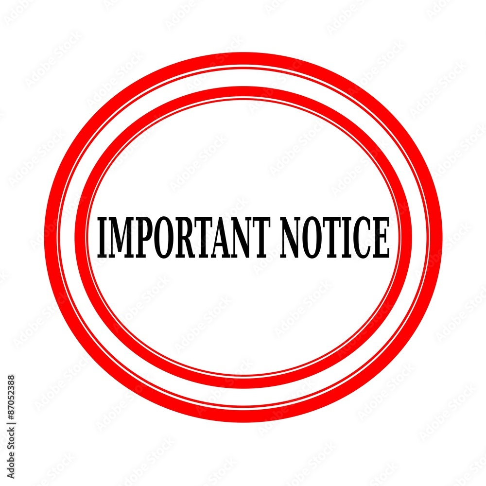 IMPORTANT NOTICE black stamp text on white backgroud
