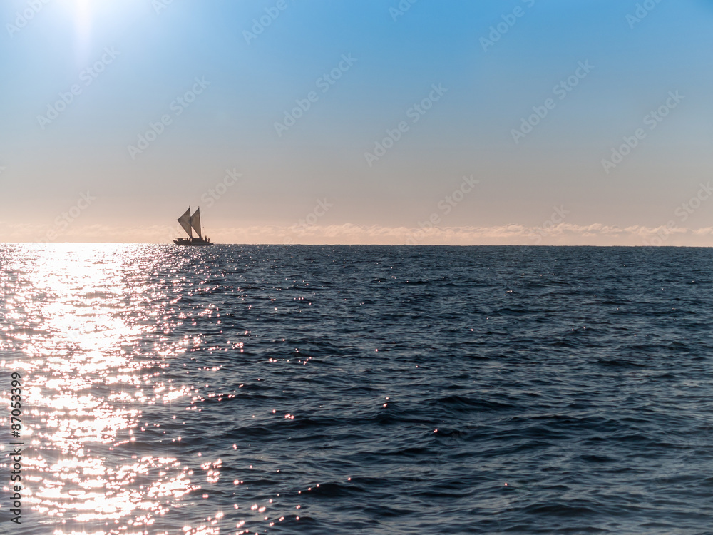 Fototapeta premium Maori sailing waka of Tauranga coast.