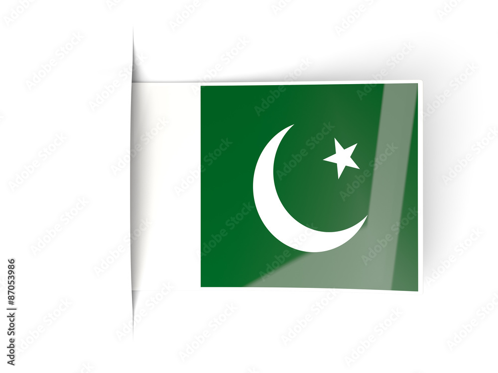 Square label with flag of pakistan Square label with flag of pakistan