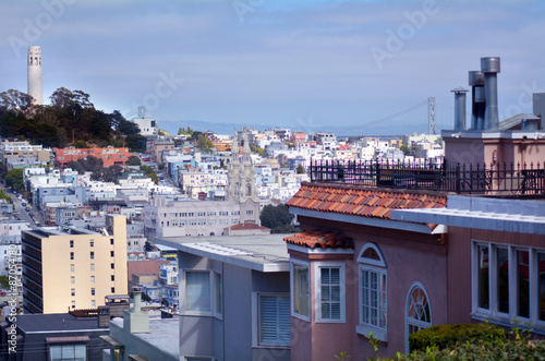Coit Tower as view from Lombard Street in San Francisco - CA © Rafael Ben-Ari