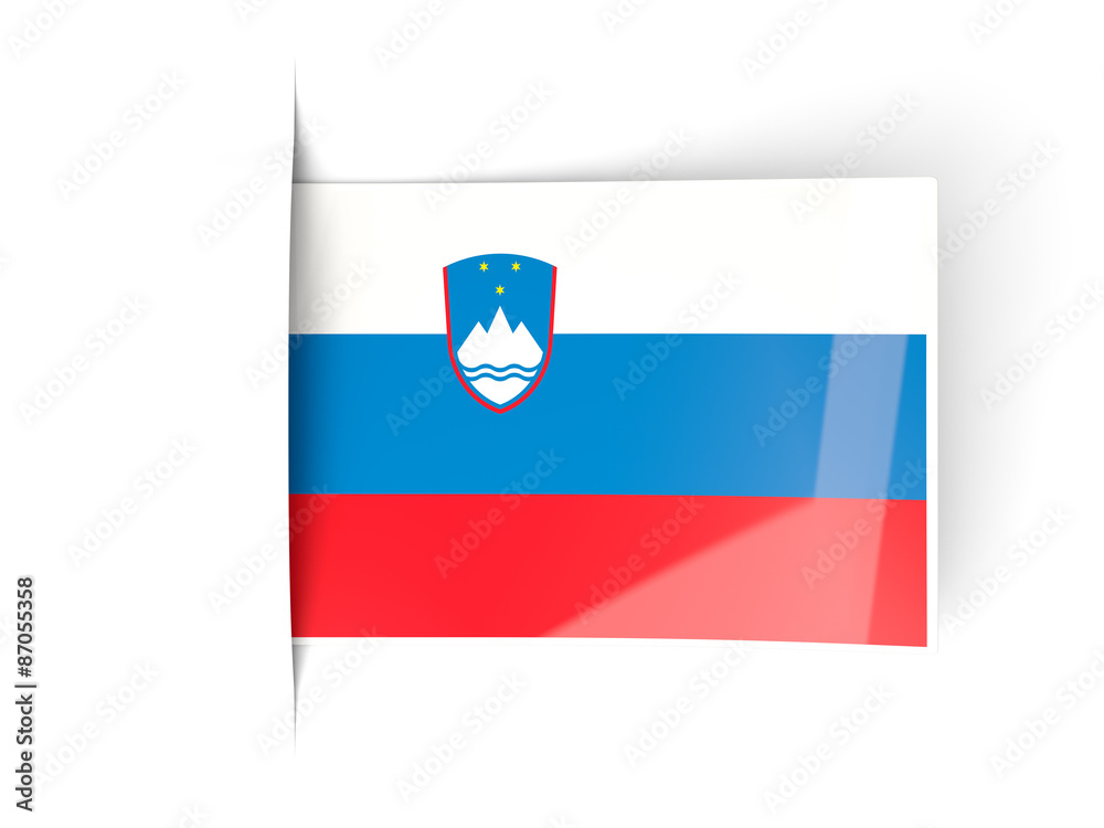 Square label with flag of slovenia