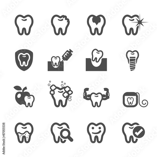 dentist and tooth in action icon set  vector eps10