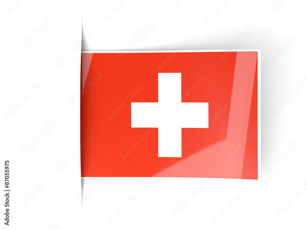 Square label with flag of switzerland Square label with flag of switzerland