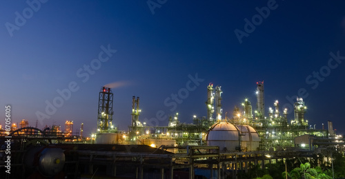 Petrochemical plant at night light