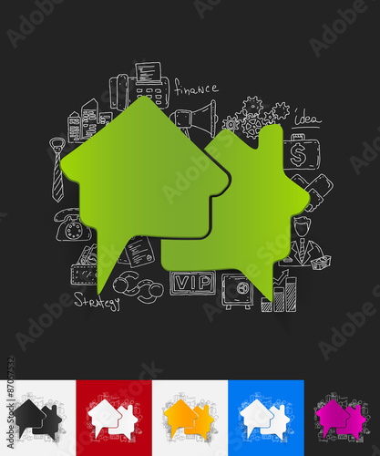 bubble paper sticker with hand drawn elements