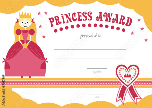 printable princess certificate has a pretty pink  border with a