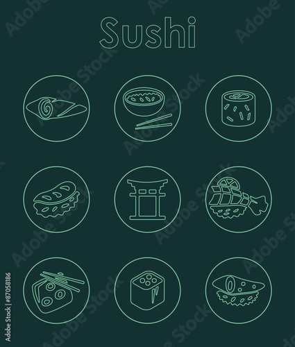 Set of sushi simple icons