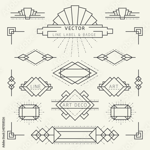 Art Deco Style Line and Geometric Labels and Badges Monochrome