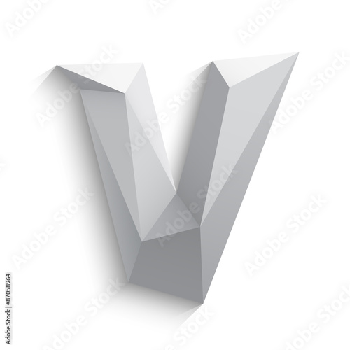 Vector illustration of 3d letter V on white background.