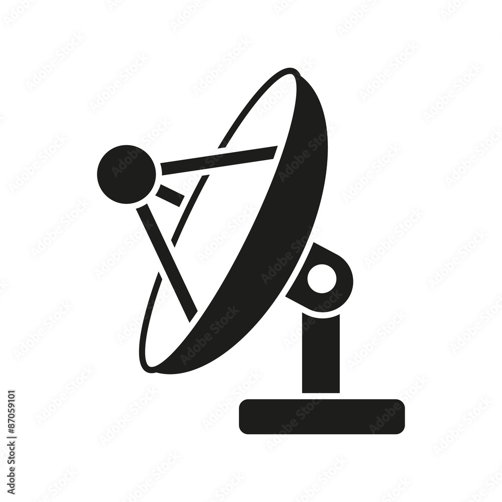 The satellite antenna icon. Communicate and broadcast, telecommunications symbol. Flat The satellite antenna icon. Communicate and broadcast, telecommunications symbol. Flat