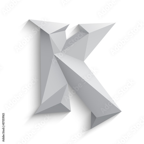 Vector illustration of 3d letter K on white background.