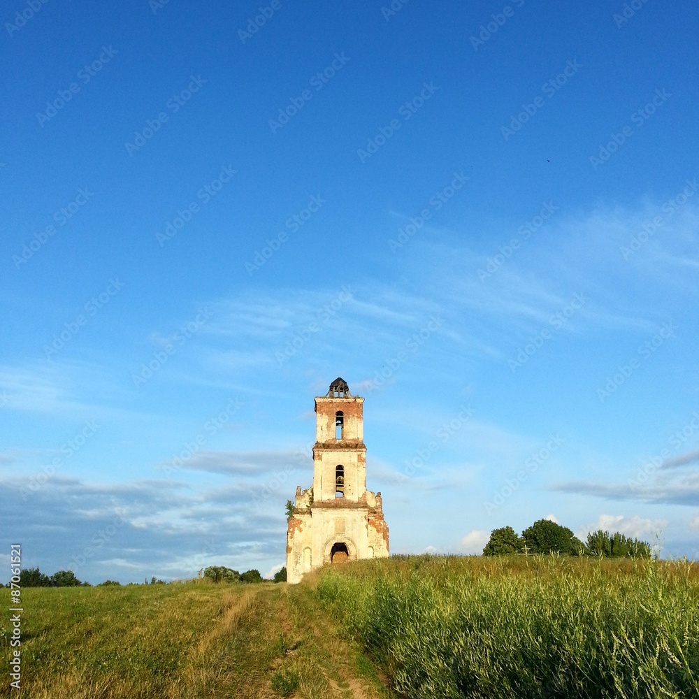 The ruins of the church in the village White Church. Belarus. Vitebsk region