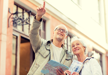 senior couple on city street