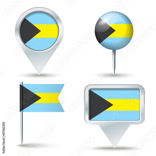 Free Download Map pins with flag of Bahamas - GFXLoad
