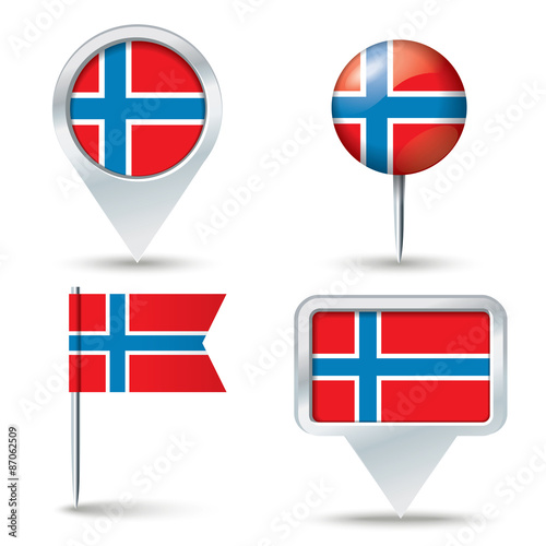 Map pins with flag of Bouvet Island