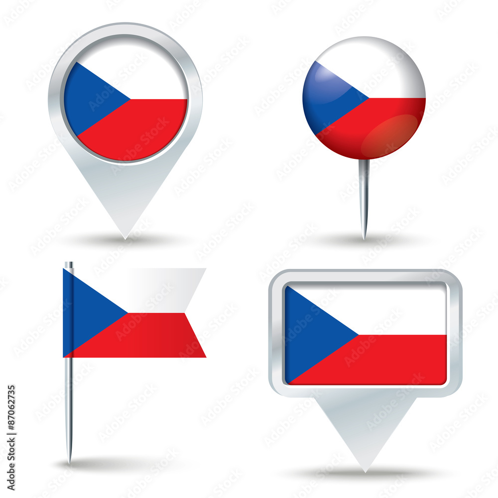 Map pins with flag of Czech Republic Map pins with flag of Czech Republic