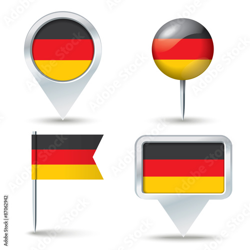 Map pins with flag of Germany
