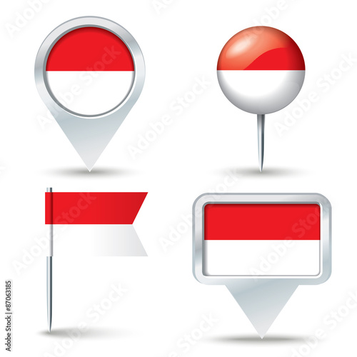 Free Download Map pins with flag of Indonesia - GFXLoad