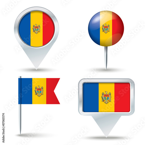 Free Download Map pins with flag of Moldova - GFXLoad