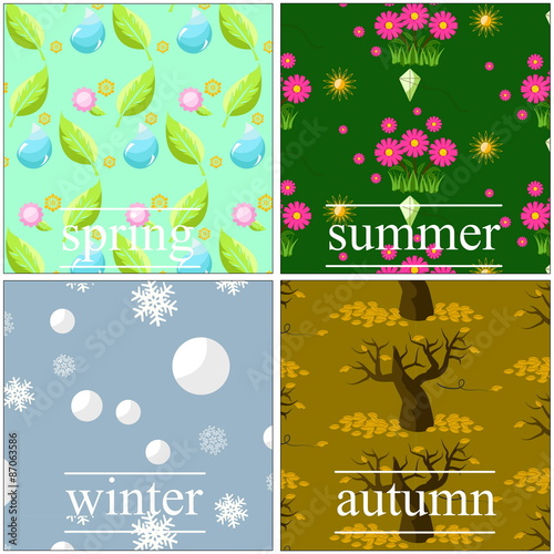 vector 4 seasons seamless pattern backgrounds