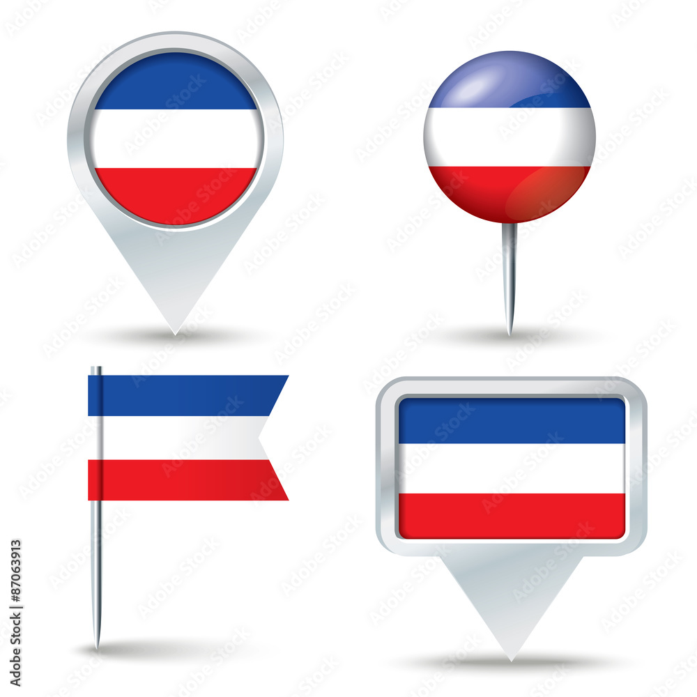 Map pins with flag of Serbia and Montenegro Map pins with flag of Serbia and Montenegro