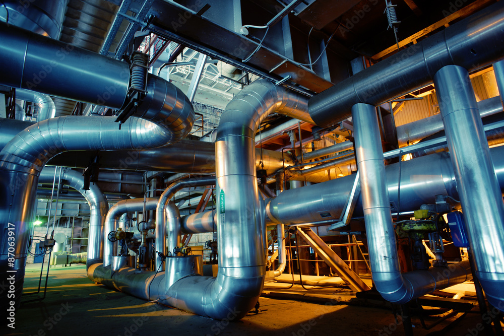 Industrial zone, Steel pipelines, valves and pumps Industrial zone, Steel pipelines, valves and pumps
