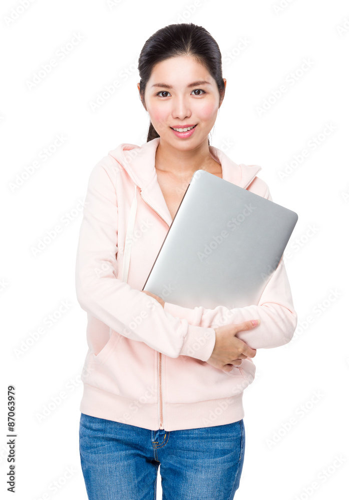 Woman hold with laptop computer Woman hold with laptop computer