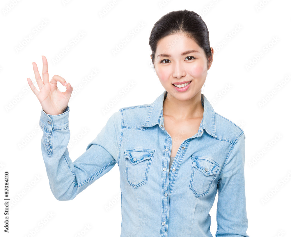 Woman with ok sign gesture