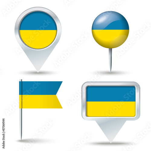 Free Download Map pins with flag of Ukraine - GFXLoad