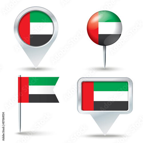 Free Download Map pins with flag of United Arab Emirates - GFXLoad