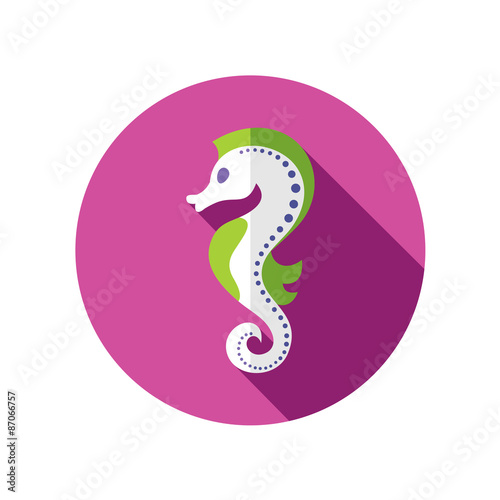 Sea Horse flat icon with long shadow