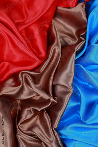 Brown and red and blue Silk cloth of wavy abstract backgrounds