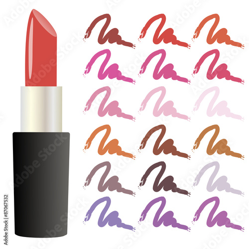 Vector lipstick and smear on a white background