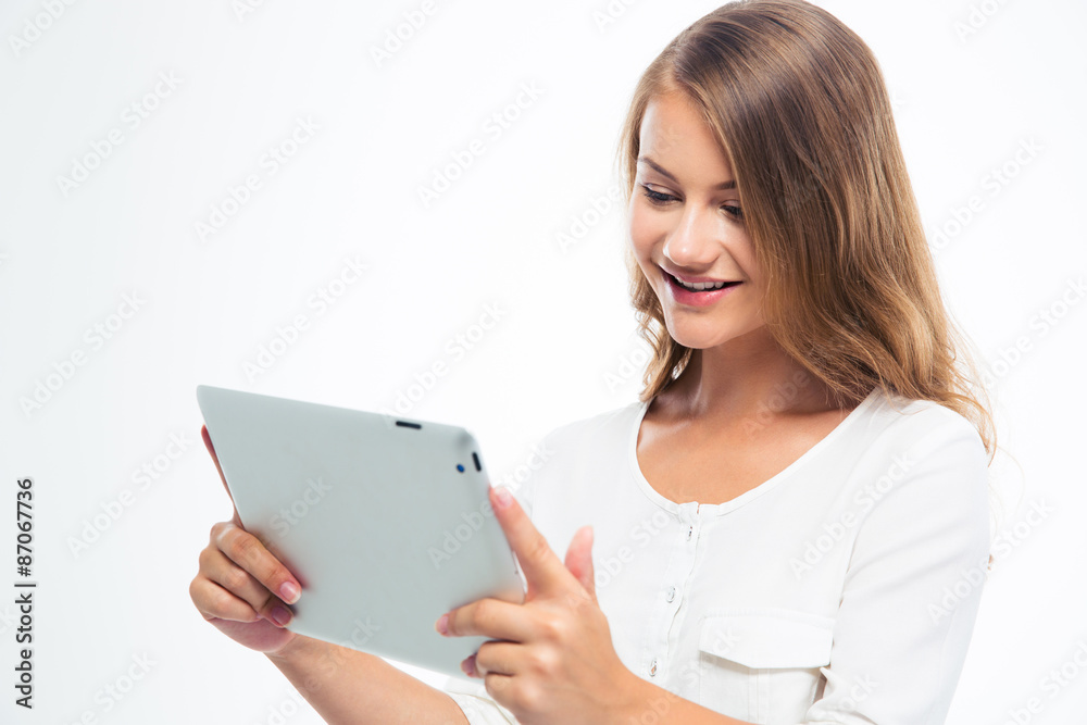 Female student using tablet computer Female student using tablet computer