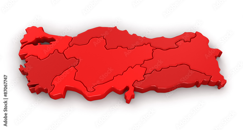 Naklejka premium Map of Turkey. Image with clipping path.