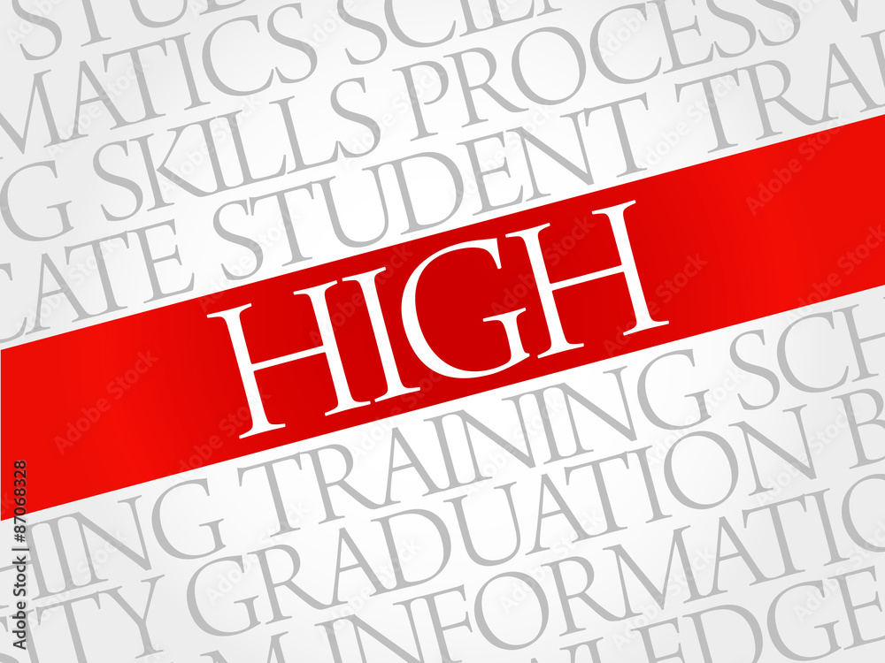 HIGH word cloud, education business concept HIGH word cloud, education business concept
