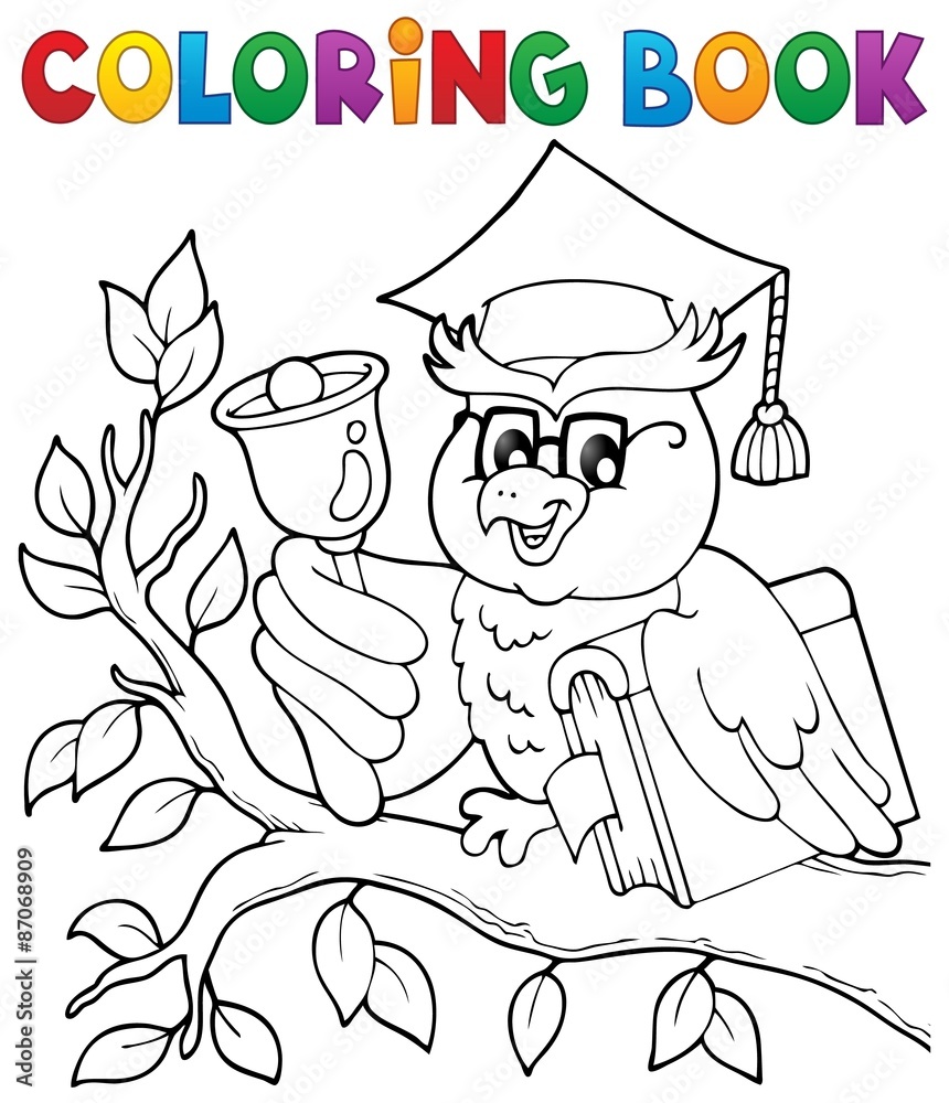 Obraz premium Coloring book owl teacher theme 1