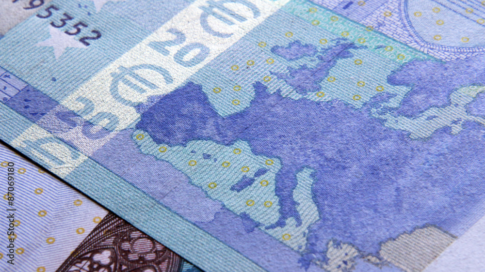 20 euro banknote, back side with europe map