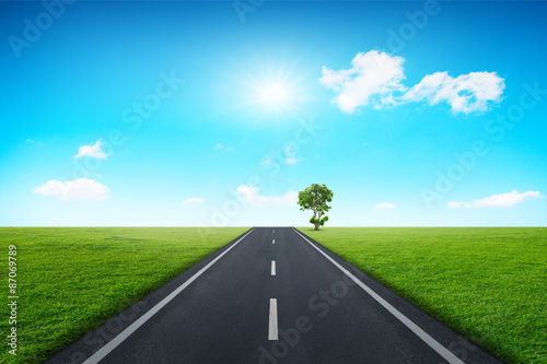 Asphalt road with blue sky